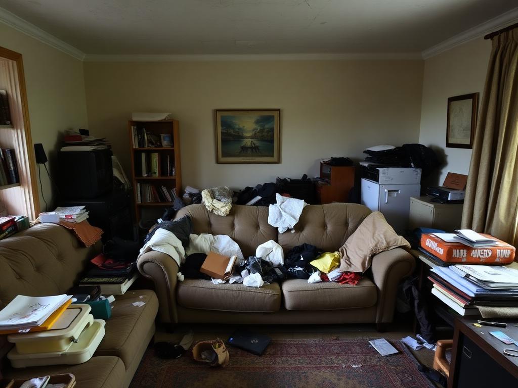 Living room reset before cleaning